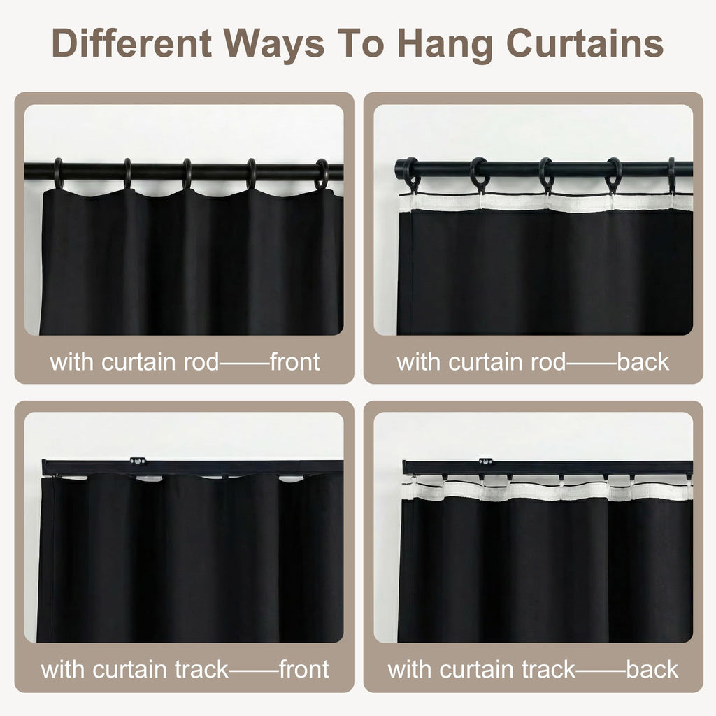 Blackout Curtains Room Darkening Curtains Ceiling Door Curtain(Black Drape 1 Panel, W52 x L84