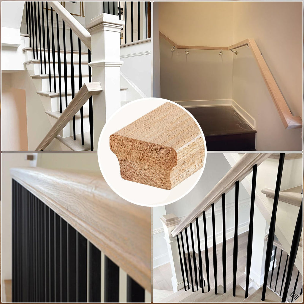 6010 Red Oak Straight Wood Handrail Kit 6 ft for Stairs