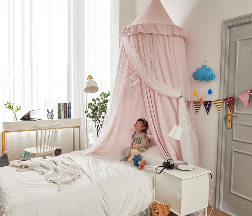 Bed Canopy Double Layer Princess Round Dome Dreamy Mosquito Net Bedding Girls Room Castle Play Tent Hanging House