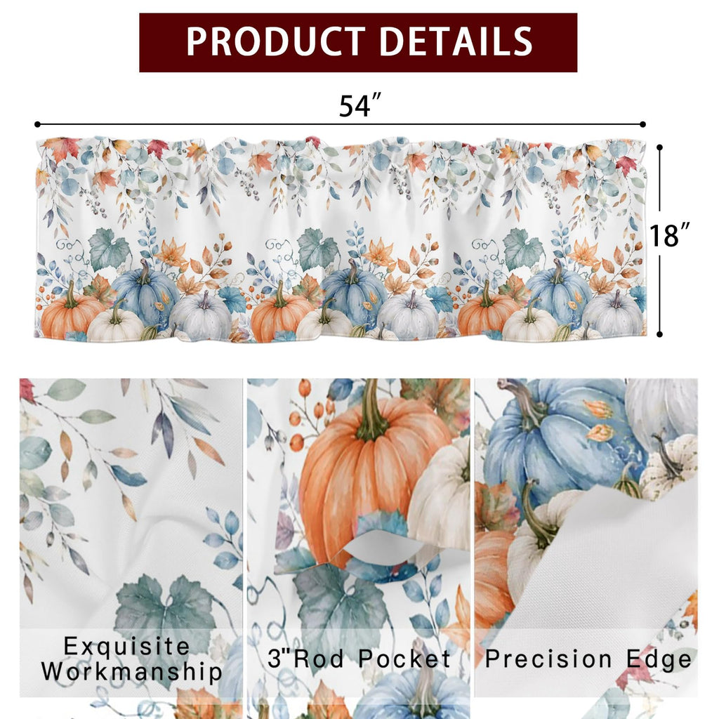 Fall Valances for Windows 2 Pack Farmhouse Pumpk Valance Curtains Rod Pocket Window Treatments Thanksgiving Autumn