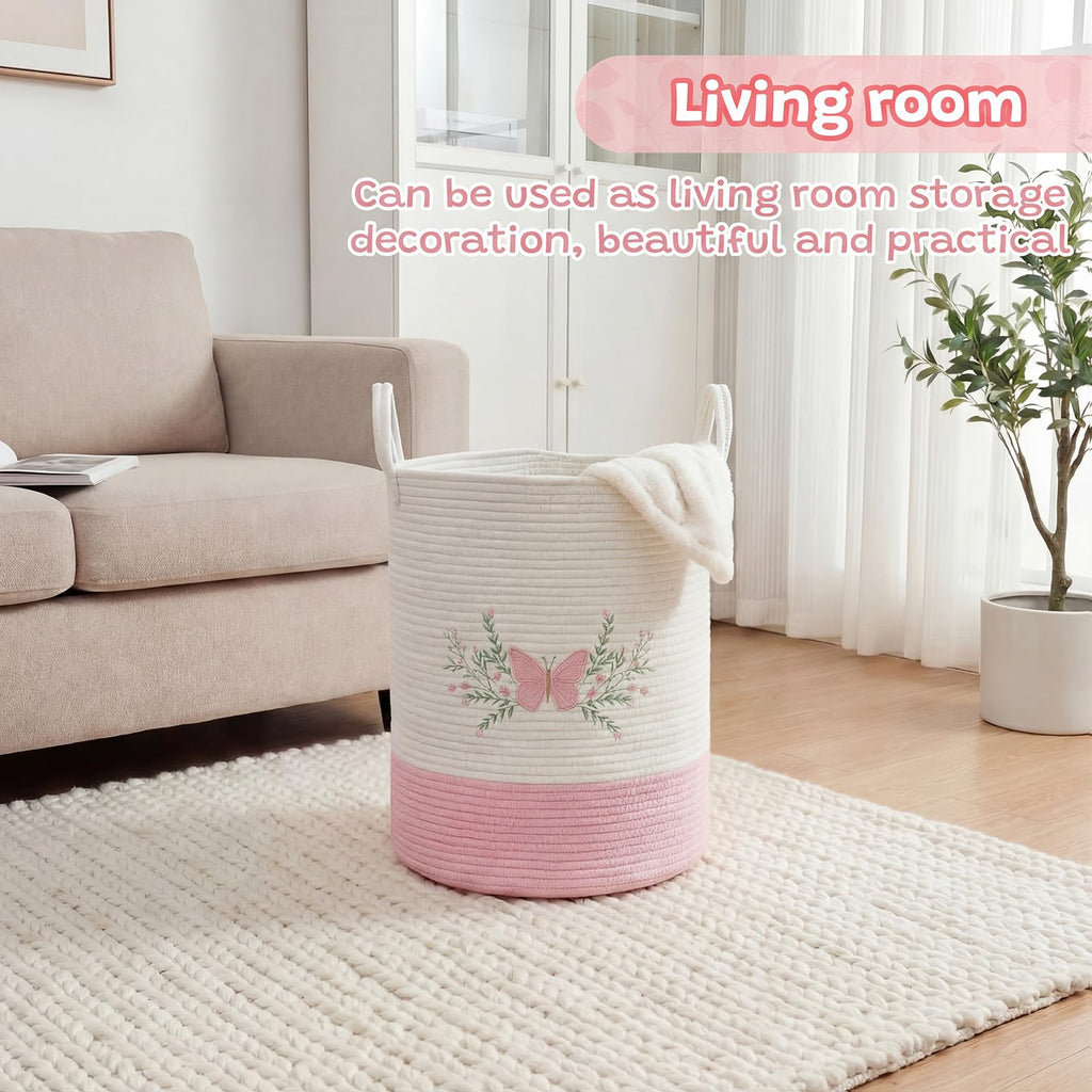 Pink Butterfly Laundry Basket Hamper Coquette Laundry Basket