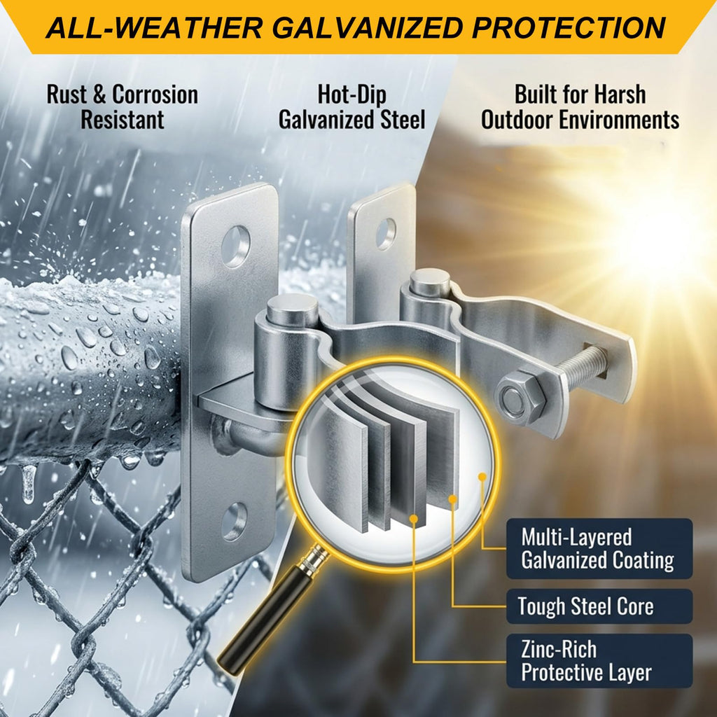 2 Pair Wall Mount Gate Hinges, Heavy Duty Gate Hinges for 1-3/8" Pipe Gates