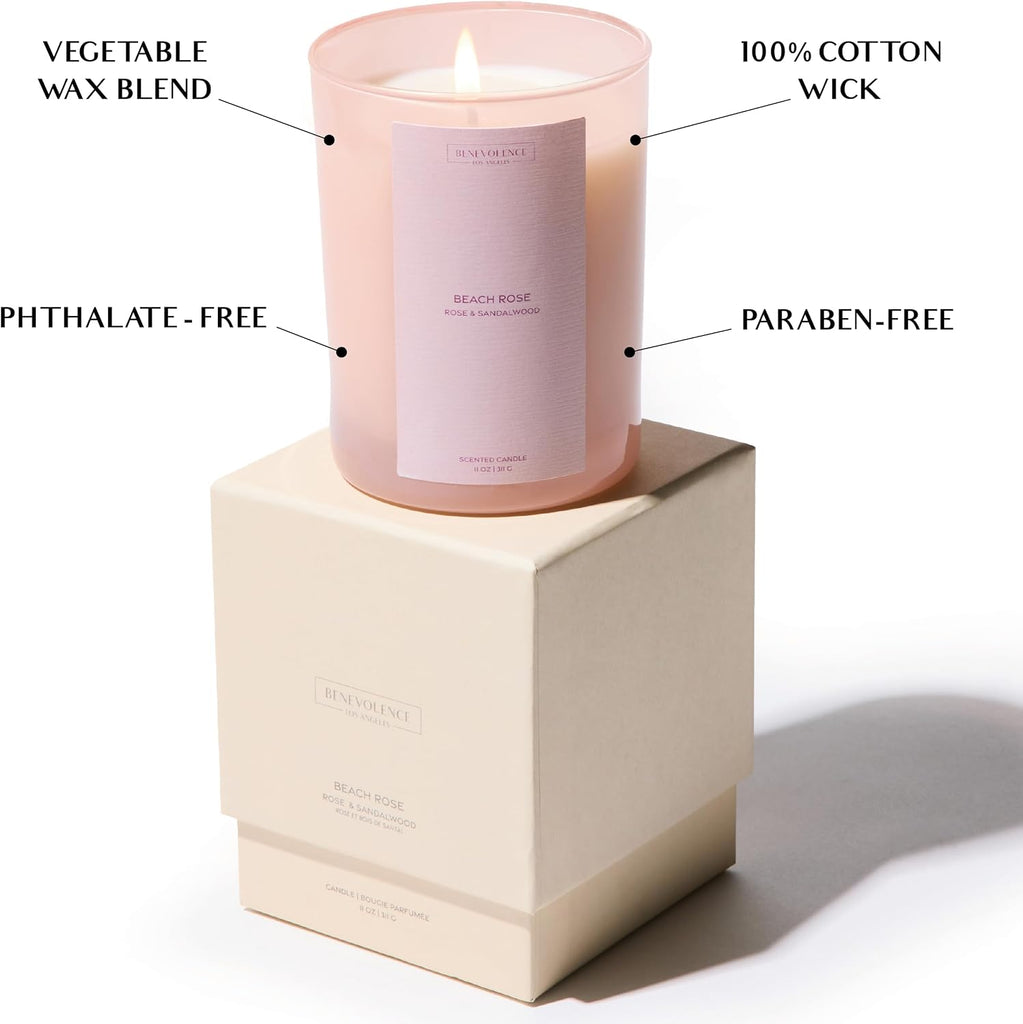 Beach Rose Gift Box | Candle, Room Spray & Reed Diffuser | Rose & Sandalwood | Elegant Home Fragrance | Ready - Set of 3