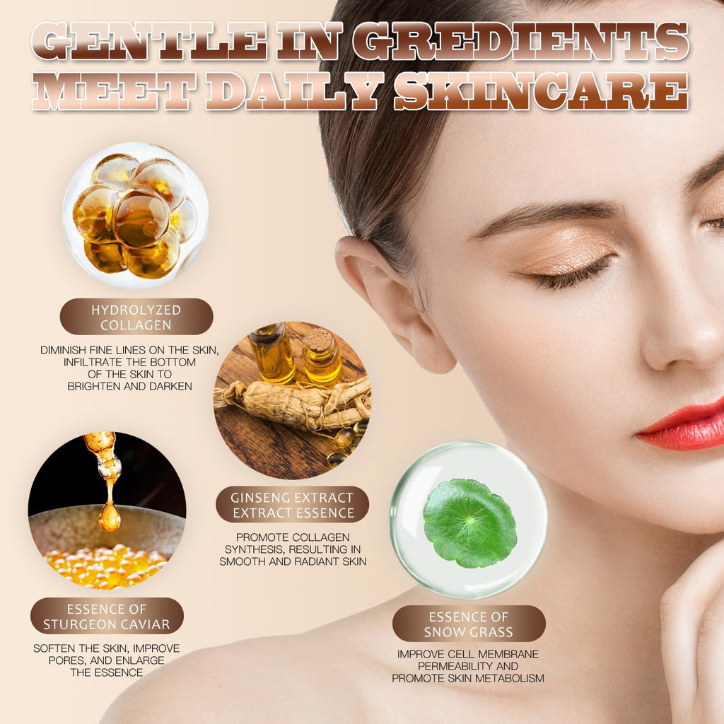 Luxurious Hydrating Skincare Gift Set with Cordyceps Extract - Includes Face Cleanser, Balm, Eye Cream, and 4-Piece