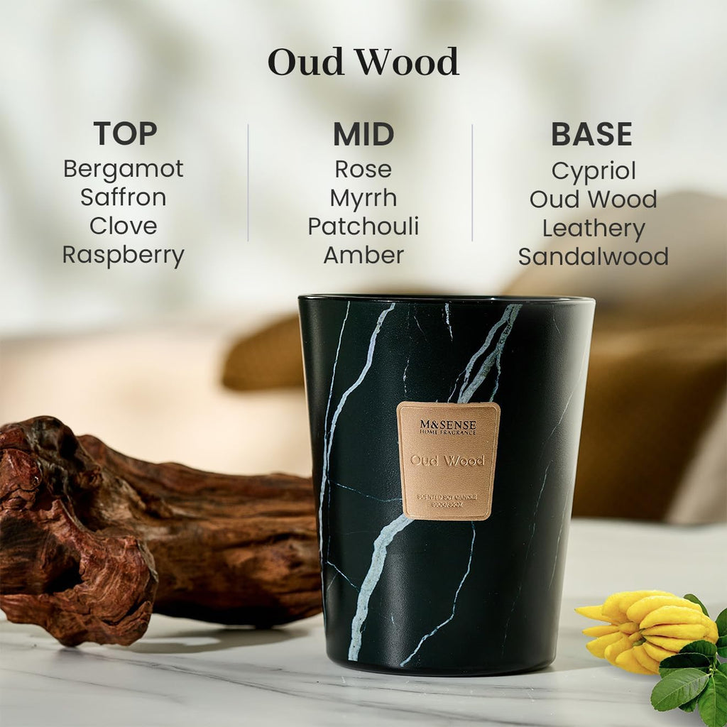 Extra Large Candle OudWood Intense Scented Candle,3 Wick Highly Scented XL Jar Candle,35oz 150H,Candles Gift
