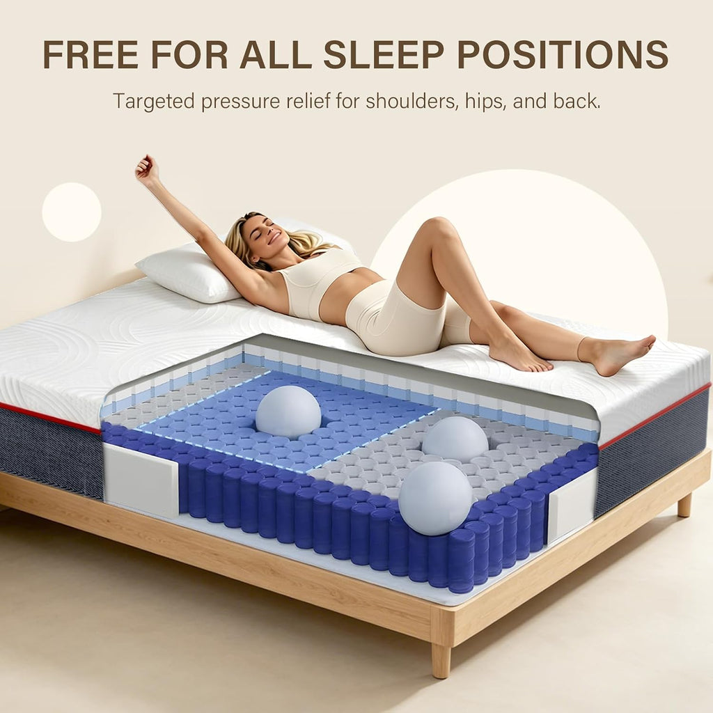 12 inch Hybrid King Size Mattress in A Box with CertiPUR-US Certified Cooling Gel Memory Foam, Reinforced Edge