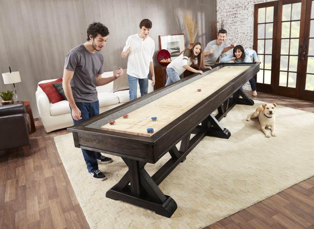 River 14' Weathered Black Pro-Style Shuffleboard Table