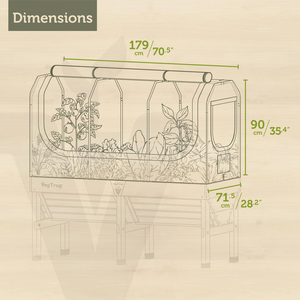Classic Greenhouse Frame and Multi-Cover Set, Compatible with Medium Classic Planter, 28" x 70.7" x 35.4", White
