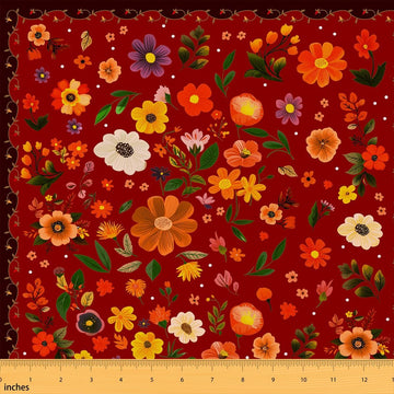 Boho Floral Upholstery Fabric for Chairs | Rainbow Flowers Fabric by The Yard 72"x63", Watercolor Botanical Garden