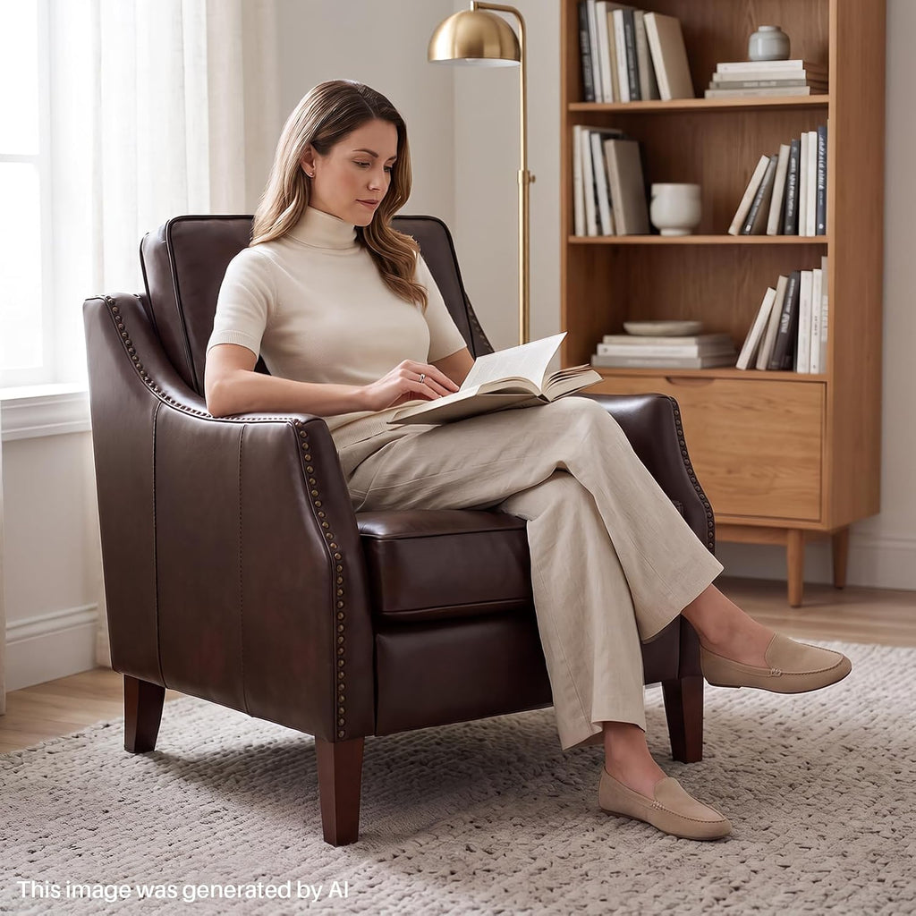 PU Leather Accent Chair, Dark Brown