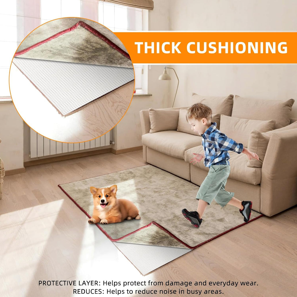 Non Slip Rug Pads Premium PVC Prevents Carpet Slippage Large Size Rug pad Easy Cut-to-Size Perfectly Fits Wood Floors - Set of 8