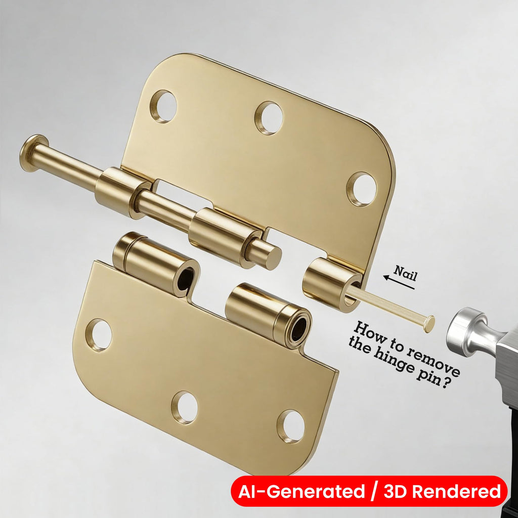 Rounded Door Hinges Polished Brass 3.5 Inch 5/8" Lasting Mute
