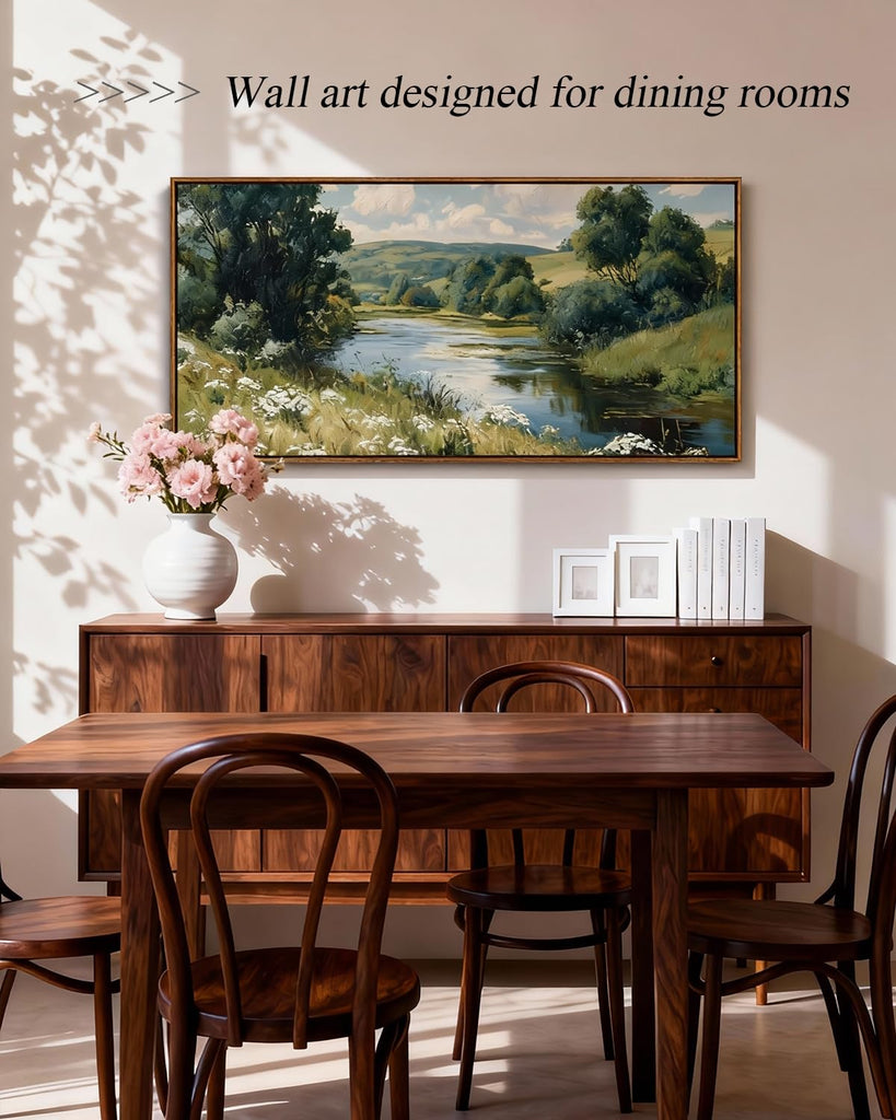 Large Rustic Landscape Wall Art, Nature Valley Painting 20×40 in