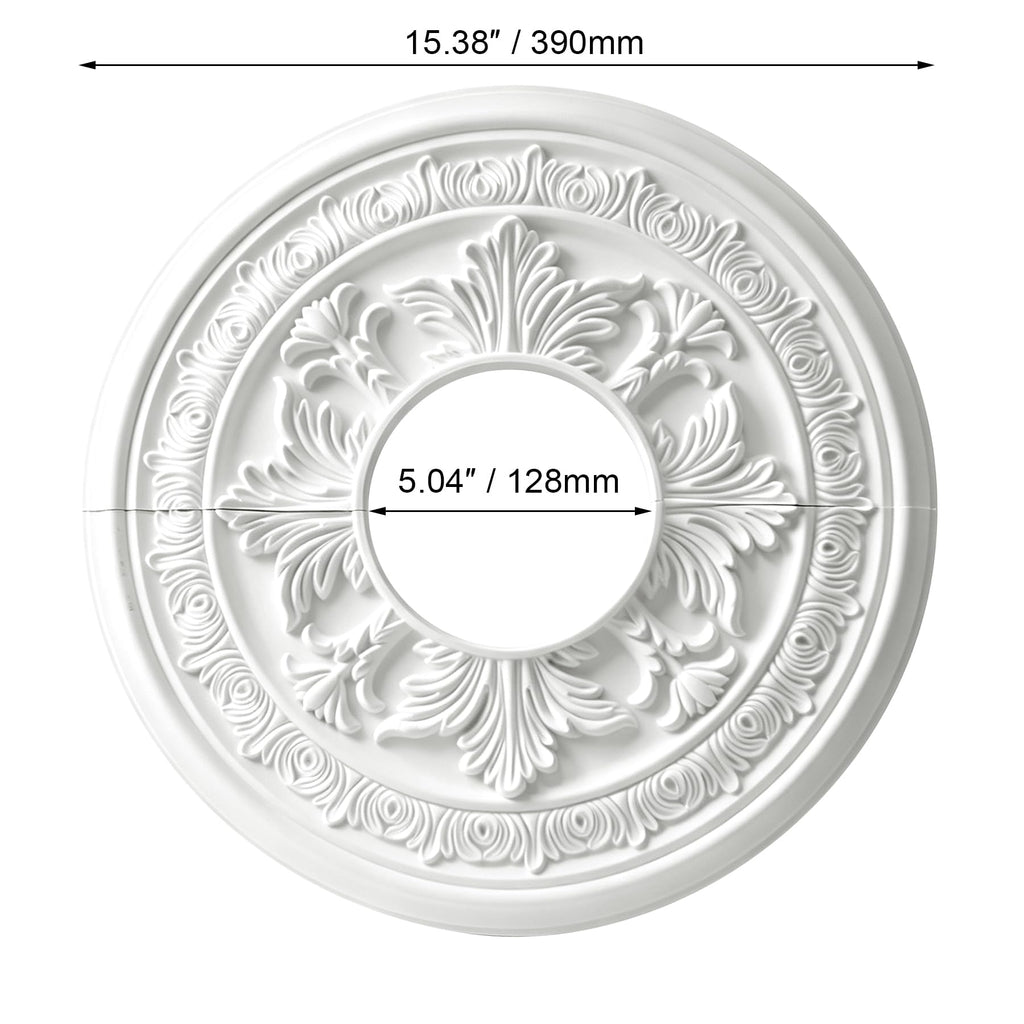 15-3/8" Split Ceiling Medallion, White Primed Light Fixture Canopy, Decorative Ceiling Rosette for Chandeliers &