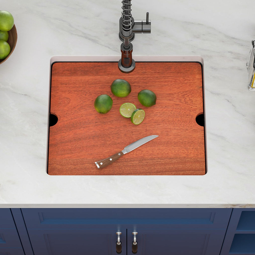 21x18 Inch Black Undermount Granite Composite Bar Sink, Small Quartz Workstation Sink with Ledge, Deep Single Bowl