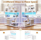 L Shaped Computer Desk, 58'' Office Desk with 3 Drawers and Bookshelf