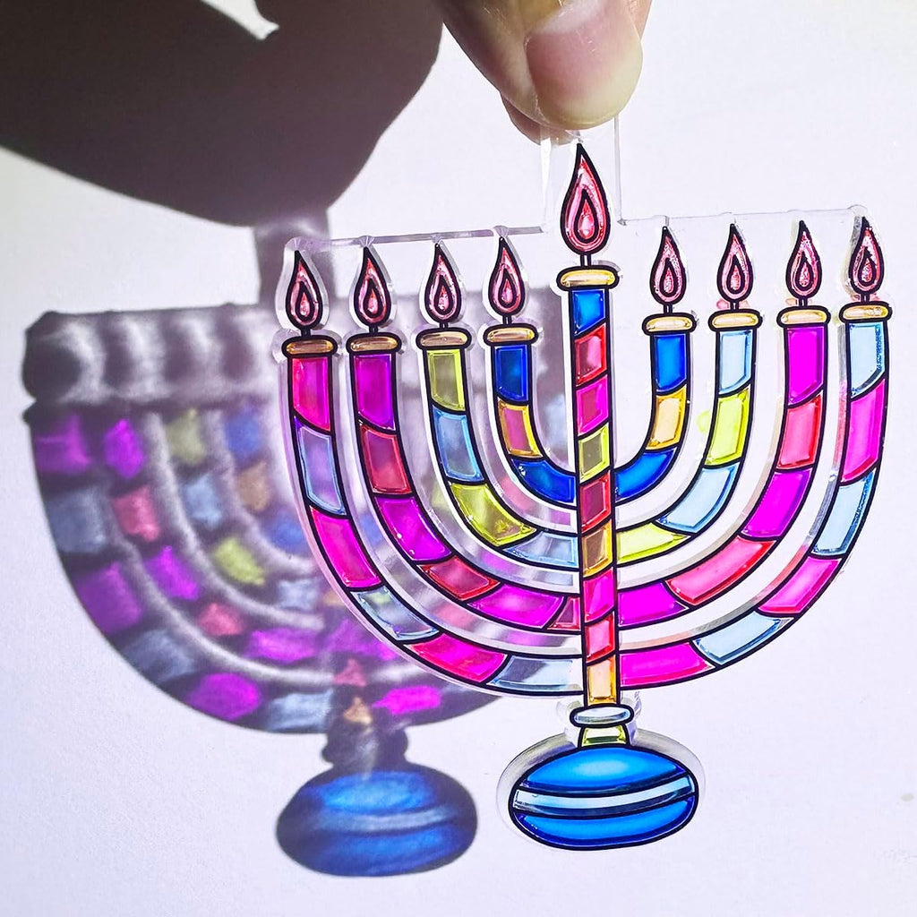 Suncatchers Kit 30Sets Hanukkah Suncatchers Window Art Paint Sun Catcher DIY Craft Kits Chanuka Dreidel Star - Set of 30
