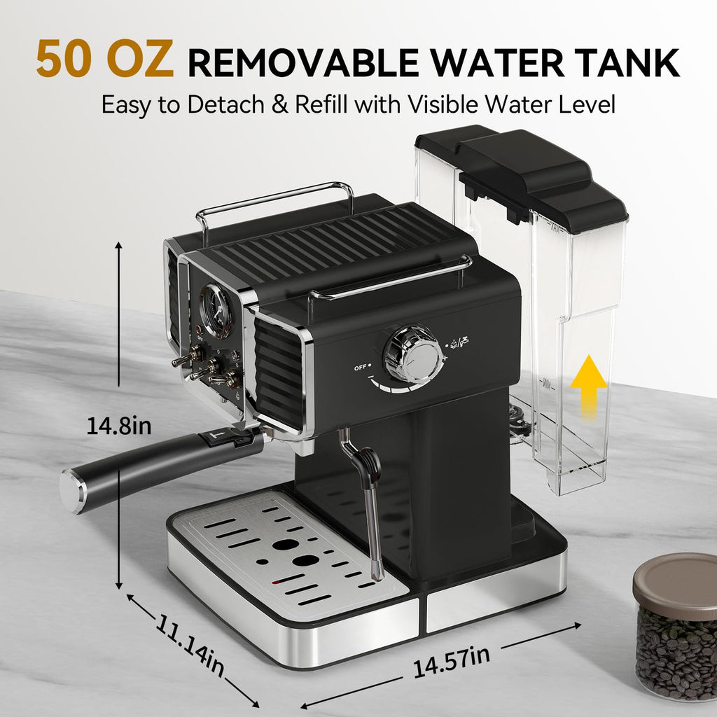 20Bar Semi Automatic Retro Espresso Machine with Milk Frother