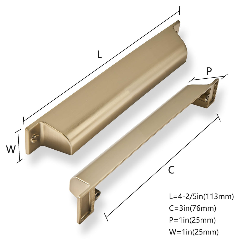 2 Pack 3 Inch Center to Center Brushed Brass Cabinet Cup Pulls Gold Drawer Pulls Kitchen Hardware Satin Brass