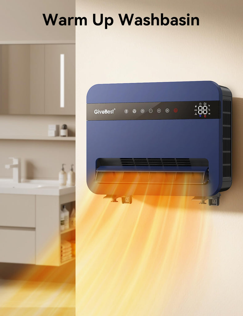 Wall-Heater-for-Indoor-Use, 1500W Electric-Space-Heater, 120°Vertical Oscillation,Works with Alexa, Adjustable