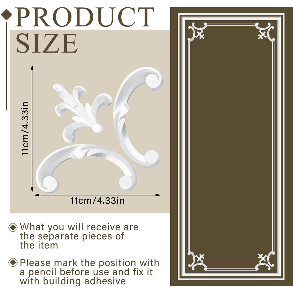4pcs Corner Wall Molding, French Wainscoting Panel, Fleur De Lis