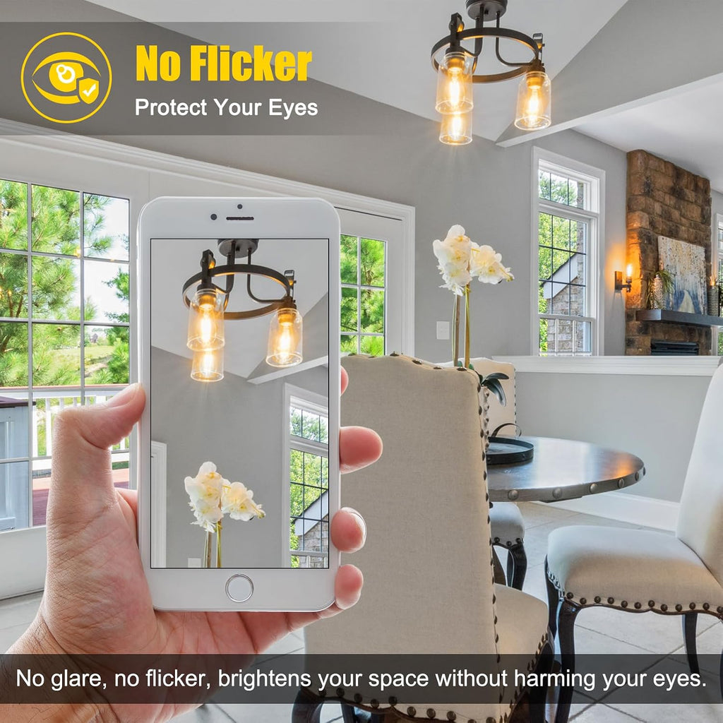Dimmable Vintage LED Edison Bulbs, 6W, Equivalent 60W, 700lm, Warm White 2700K, 80+ CRI, ST58 Antique LED Filament