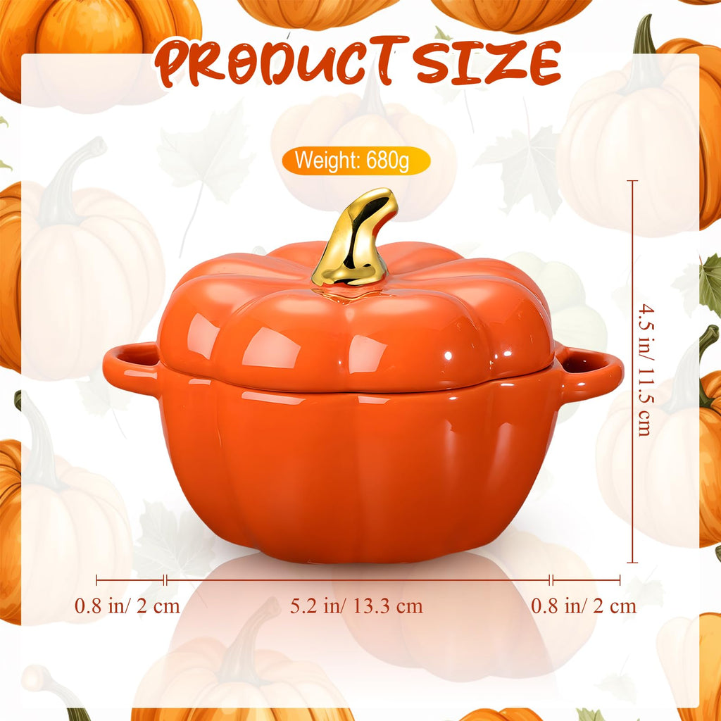 6 Pcs Pumpkin Ceramic Bowl 15 oz Soup Bowl, Orange