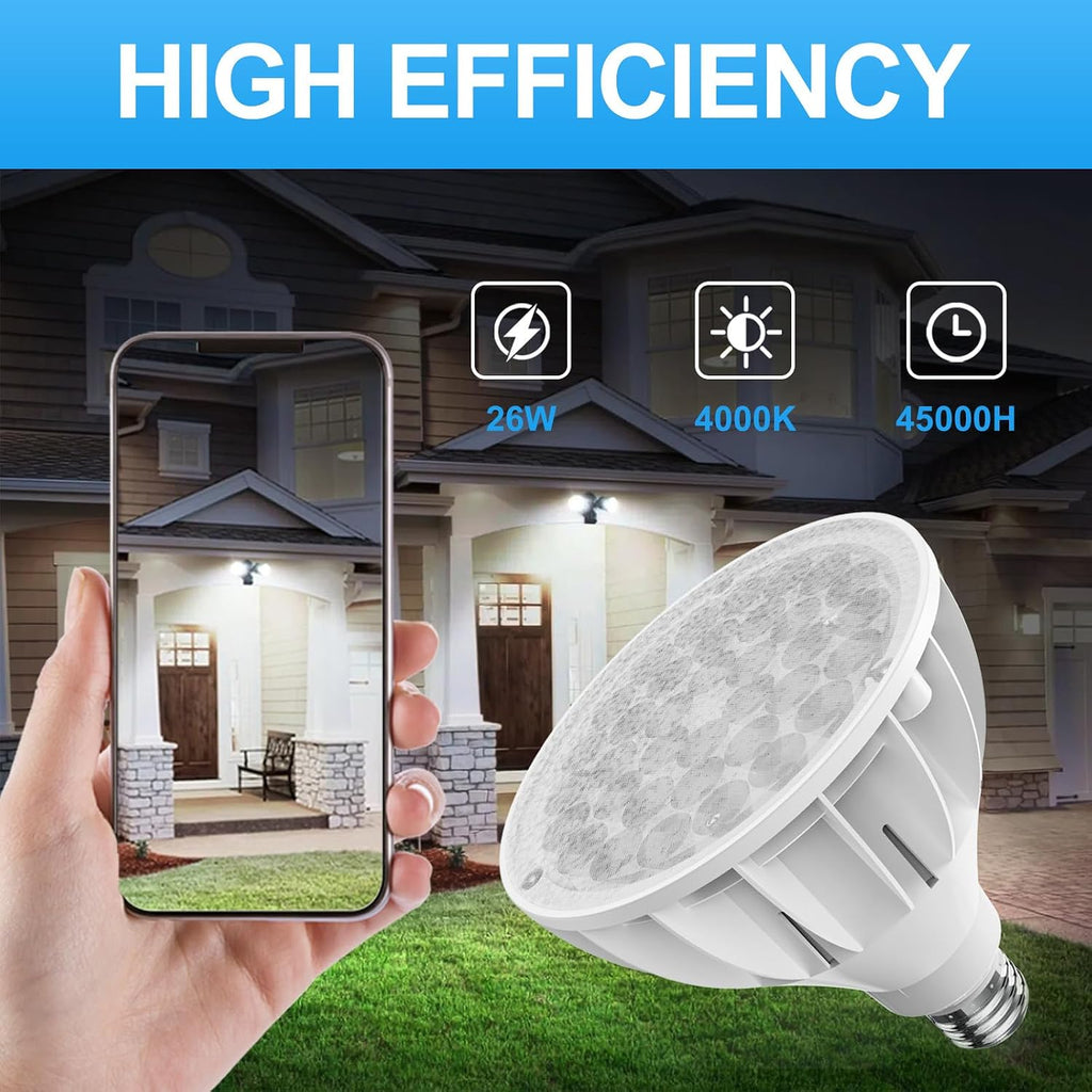 PAR38 LED Flood Light Bulbs, 26W 3200 Lumens 4000K E26 Base