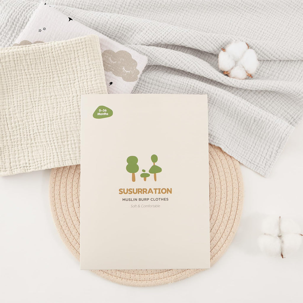 7 Pack Large Muslin Burp Cloths for Baby Ultra Soft 100% Cotton