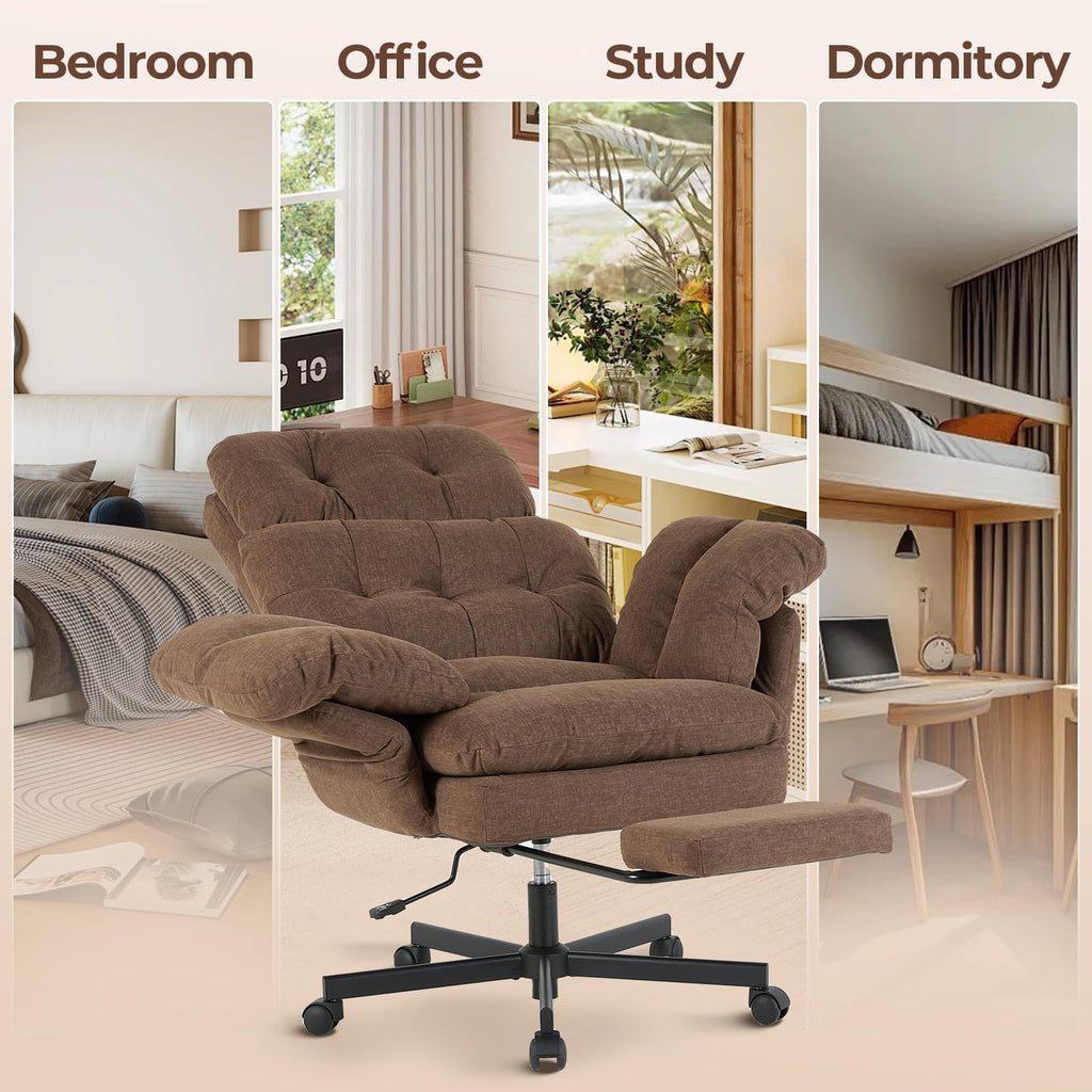 Criss Cross Office Chair with Foot Rest, Big and Tall Desk Chair with Flip Armrests for Pets & Cross Legged Sitting