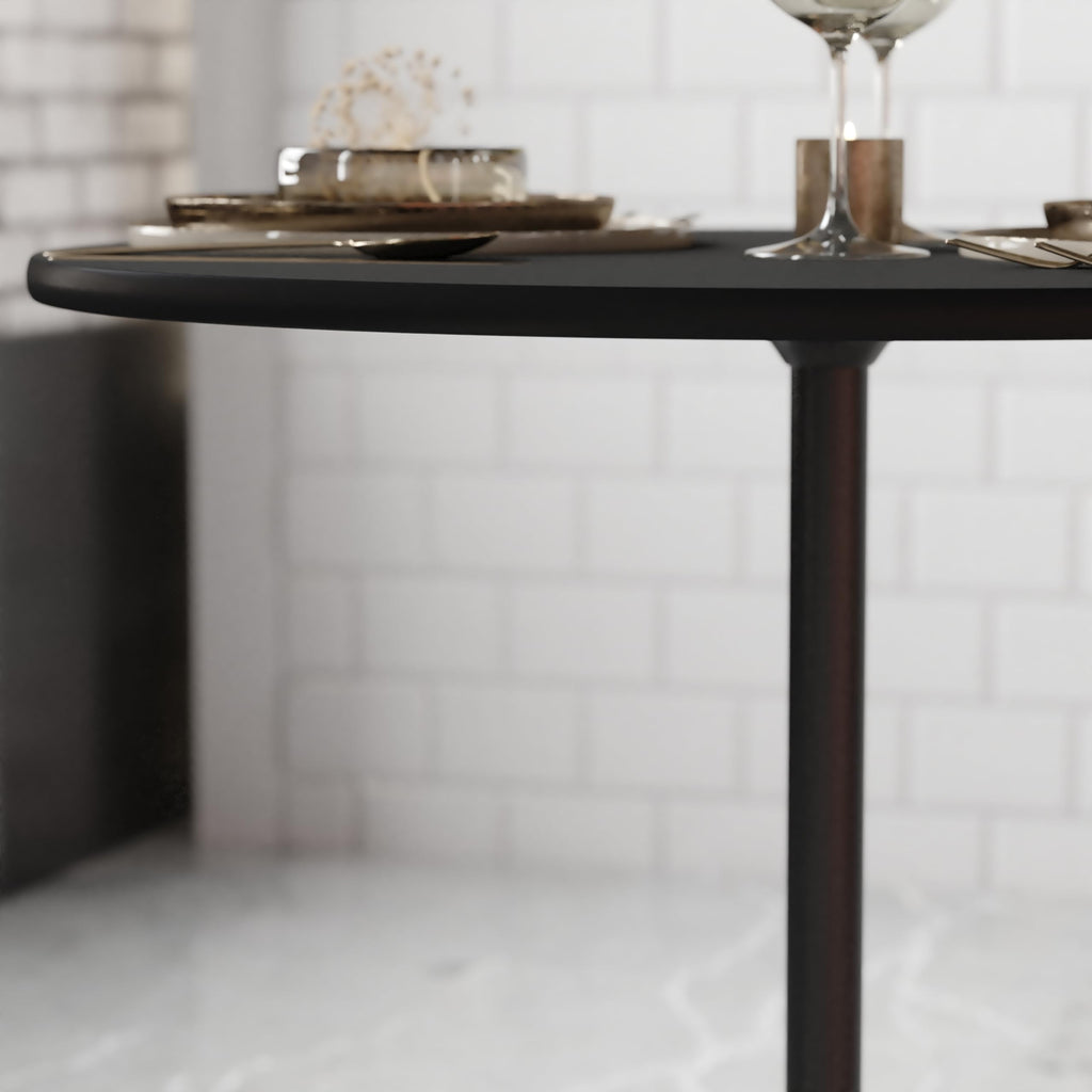 30 in Wood Round Cocktail Table, Black