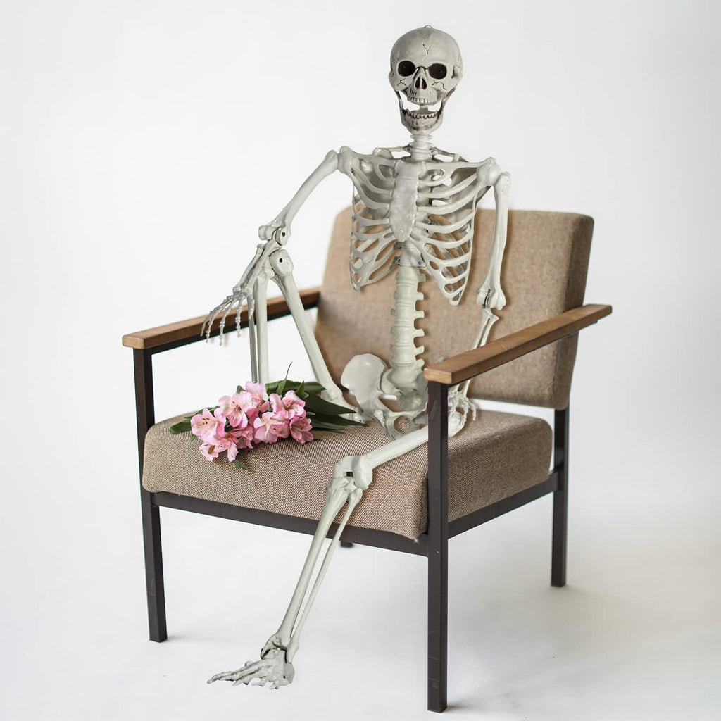 5.4ft Posable Halloween Skeleton - Full Body Life Size Skeleton Bones with Movable Joints for Halloween
