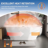 Freestanding Bathtub 59 inch Acrylic White Oval Soaking Tub with Push Drain, Compact Modern Bath for Bathroom