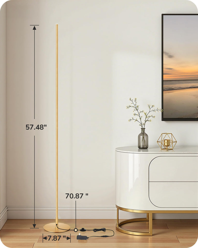 57.5" Corner Lamp with Remote & Foot Switch, Dimmable & 7CCT