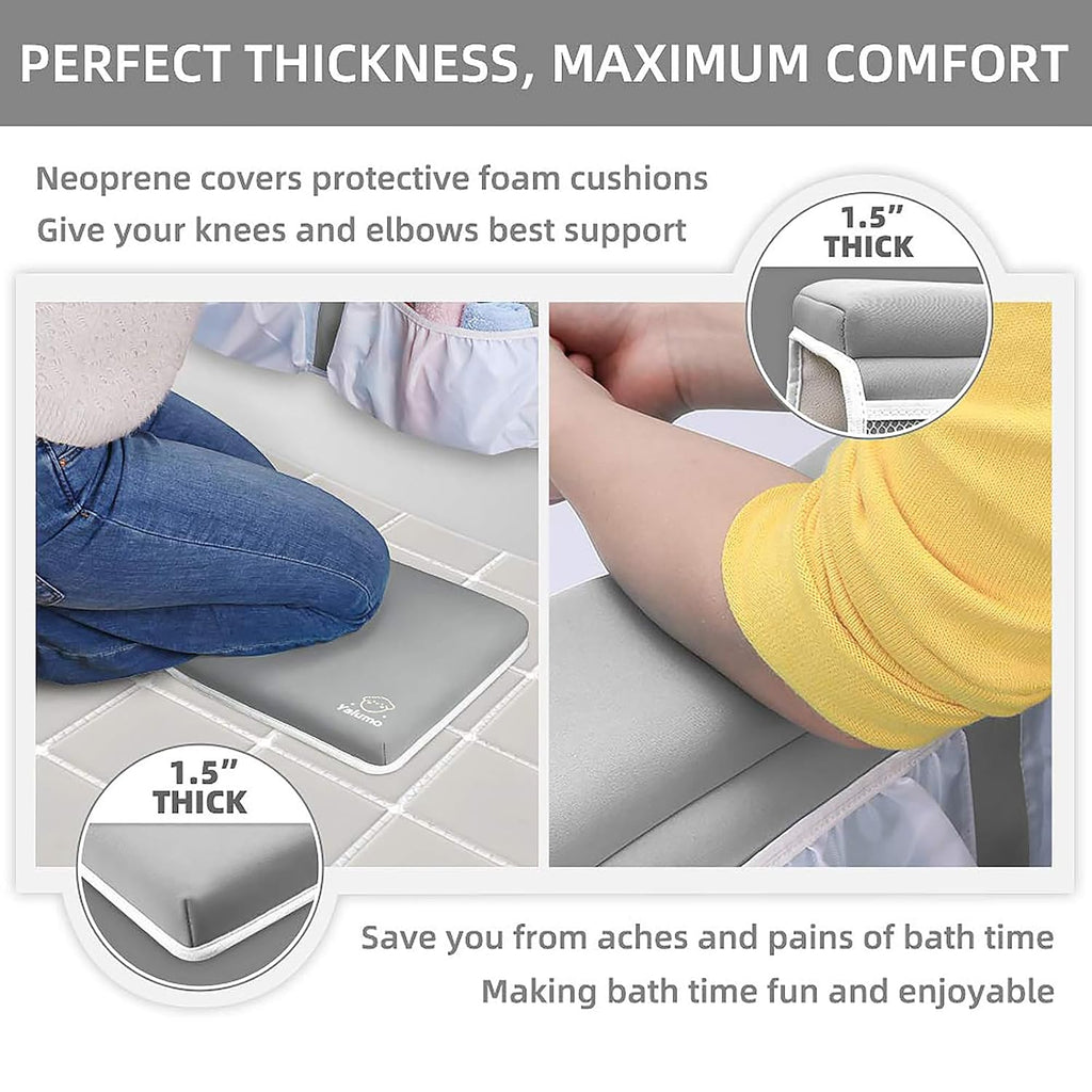 Bath Kneeler and Elbow Rest Pad Set for Baby Bathtub, Thick Non-Slip Bathing Kneeling Mat Cushion Quick Drying