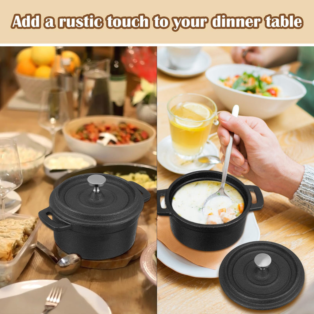 4 Pcs Mini Dutch Oven, 500F Small Round Iron Dutch Oven Pot, 8 oz