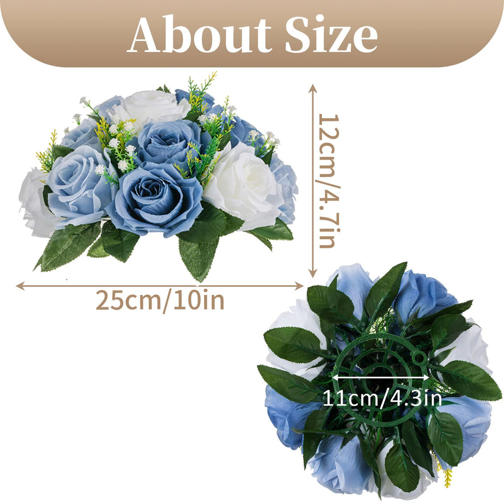 Artificial Silk Flower Ball, Wedding Centerpiece, Dusty Blue, 6Pcs