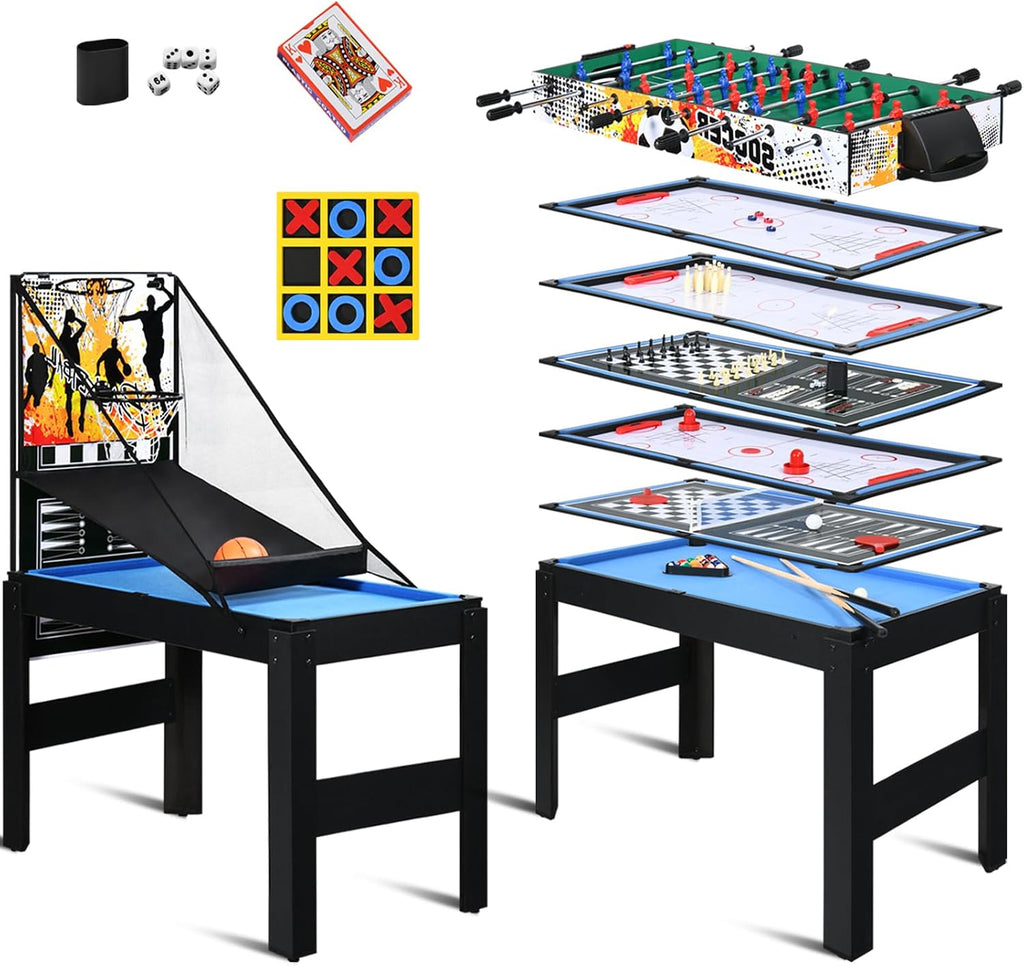 15-in-1 Multi Game Table, 48" Combo Game Table for Kids, Adults, Combination Game Table Set for Home, Game Room