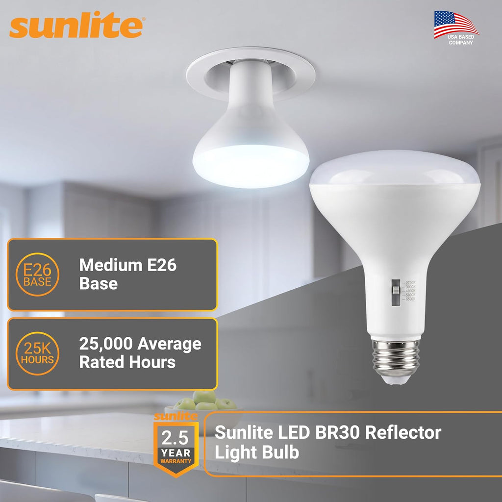 LED BR30 Reflector Light Bulb, 12 Watt (75W Equivalent), 1000 Lumens, 5 CCT Selectable (27K/30K/35K/40K/50K), 90 CRI