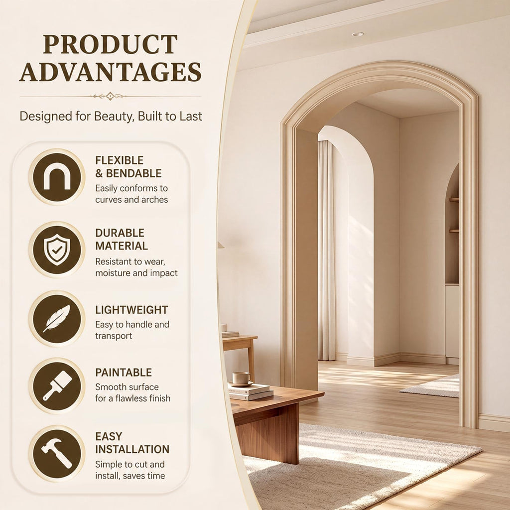 3.5" x 12ft Flexible Molding, Paintable Trim Thick Base Cap Rail