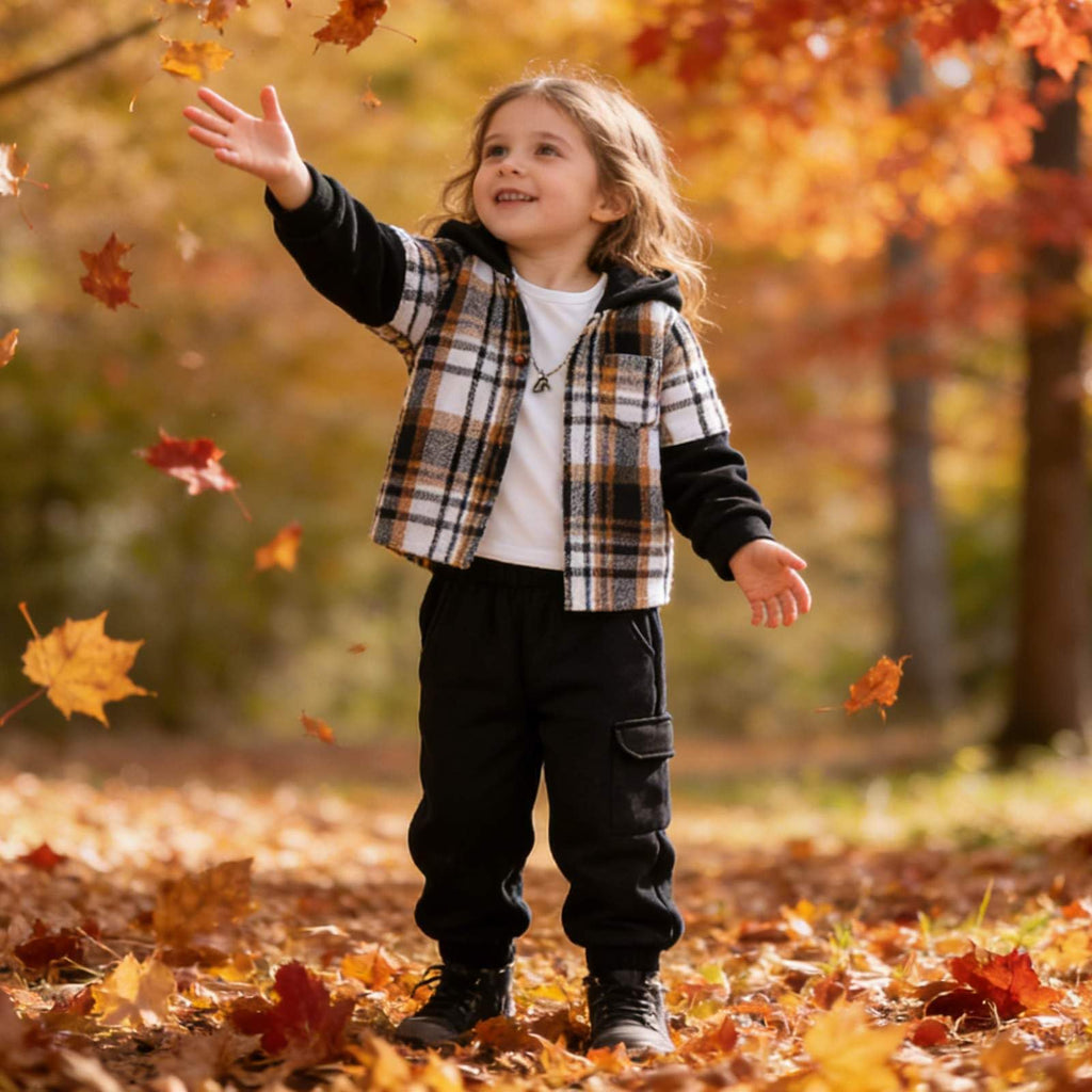 Toddler Boys Plaid Flannel Shirt Pants Set 2 Piece Outfit Button Down Casual Cotton Soft Spring Fall Winter