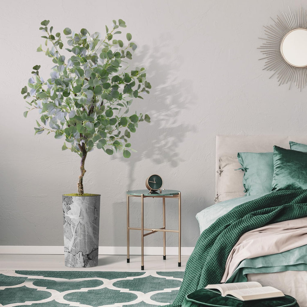 Artificial Tree in Modern Planter, Fake Eucalyptus Silk Tree for Indoor and Outdoor Home Decoration - 66" Overall