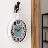 ZENFUN Oval Retro Wall Clock, Rustic Silent Clocks, Elegant Vintage Style, White Antique Design