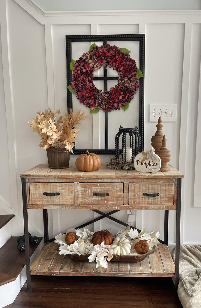 Fall Wreaths for Front Door 22 inch Autumn Wreath with Hydrangeas
