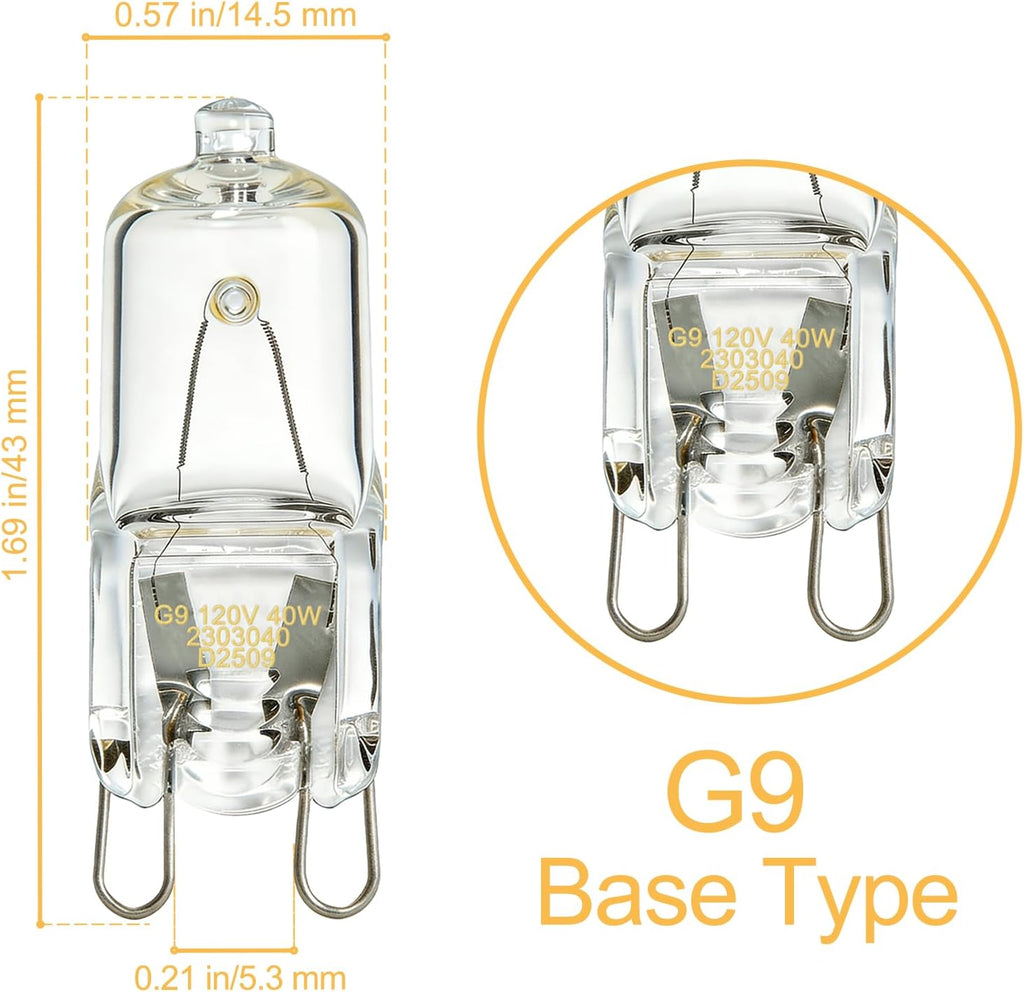 Halogen Oven Lamp G9 120V 40W 2 Pack