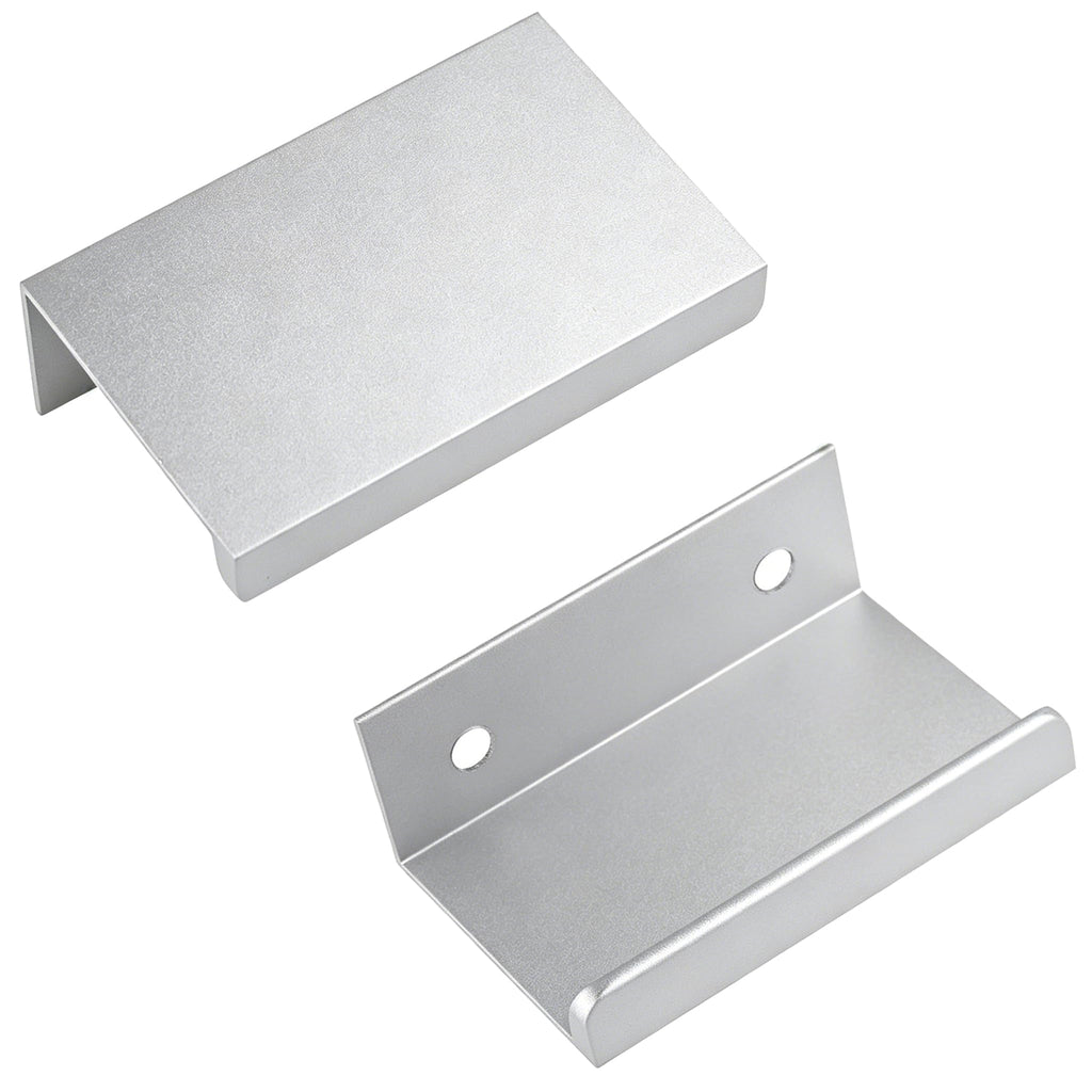 1.97 Inch Finger Pull 10Pcs, 1.26 Inch Hole Centers, Aluminum Alloy, Silver