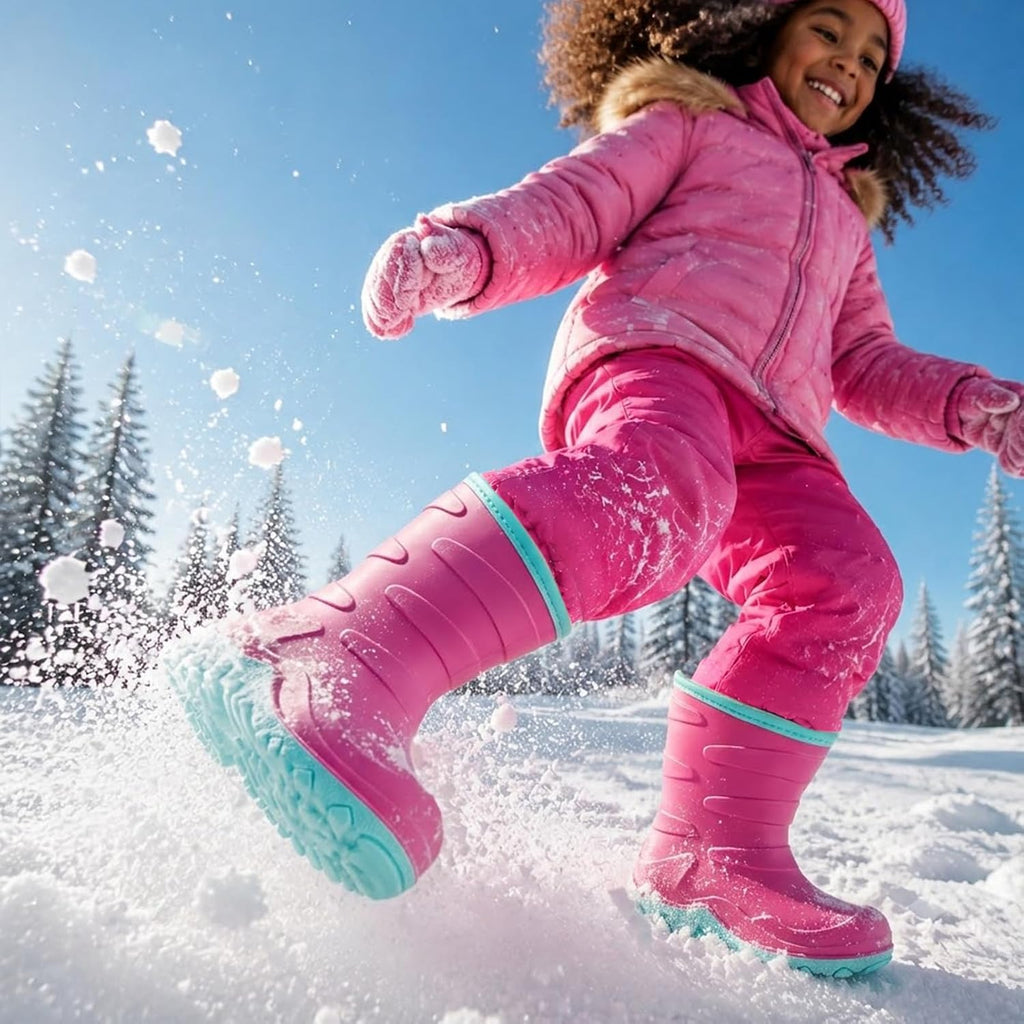 Toddler Winter Rain Boots, Insulated Waterproof Kids Boots for Boys Girls