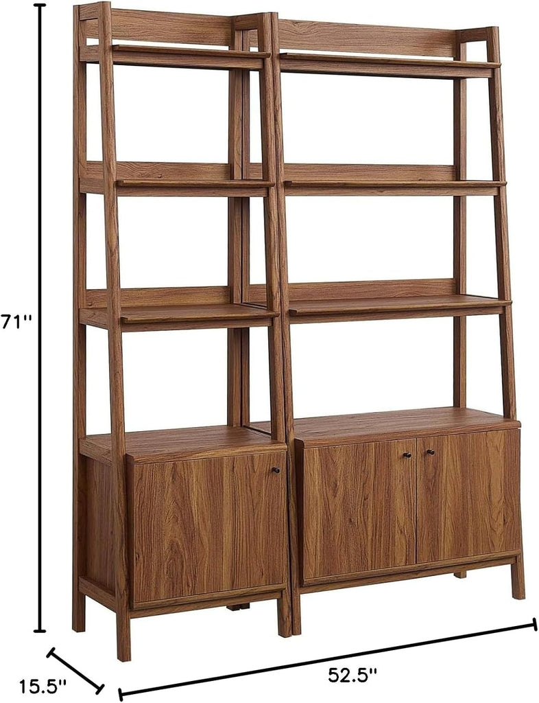 Bookshelf Display Cases in Walnut - Set of 2