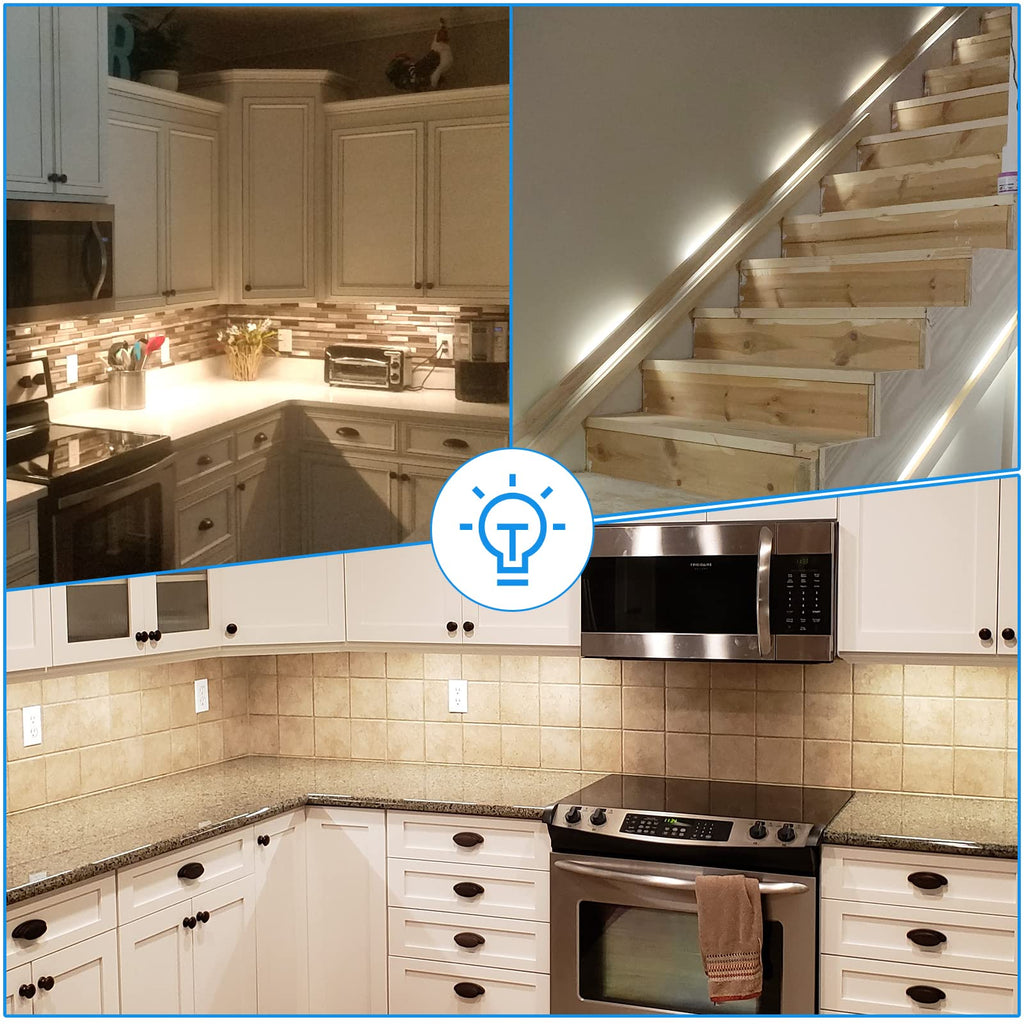 Kitchen Under Cabinet LED Lighting Kit, Super Bright, 6 PCS 12 Inches Light Bars, Plug-in or Hardwire Power Adapter