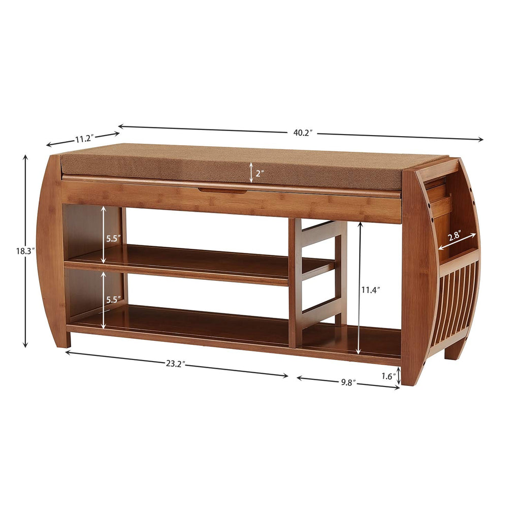 Bamboo Shoe Rack & Shoe Bench, Entryway Storage Organizer, Multi Function Bathroom Living Room Corridor and Garden